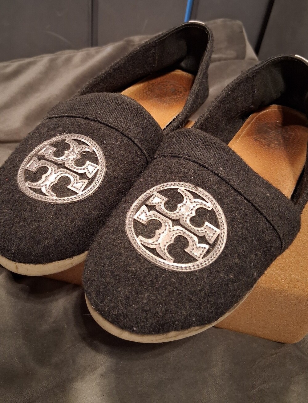 Tory Burch Billy Charcoal Gray Wool Slipper Flats Size 7M